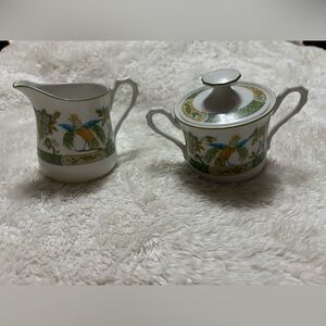 Vintage Sango One World Jade Garden Cream and Sugar set
